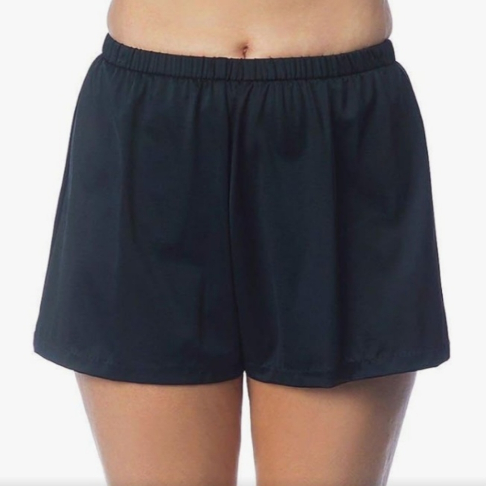 NEW Maxine of Hollywood Black‎ 2" Inseam Loose Mid Rise Swim Shorts Size 8